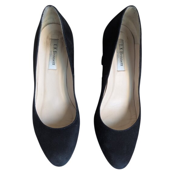 LK Bennett Black Suede Block Heel Pumps – EU 37 (US 6.5) - Picture 2 of 9